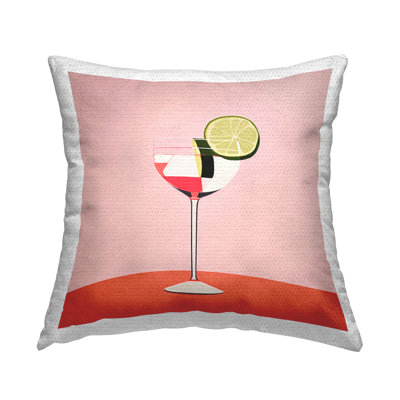 Cocktail With Lime Printed Outdoor Throw Pillow Design by Irena Orlov