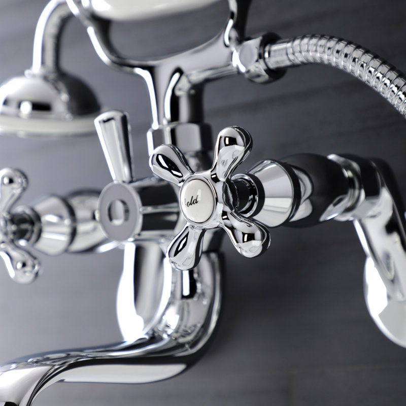 Kingston Brass Kingston Two-Handle Clawfoot Tub Faucet with Hand Shower, Polished Chrome