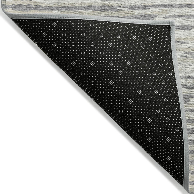 Tapis intérieur lavable rayé gris et ivoire 9 pi x 12 pi