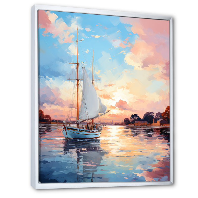 Port Port tranquille - impression, H 40 po x l 30 po x P 1,5 po, Cadre flottant blanc