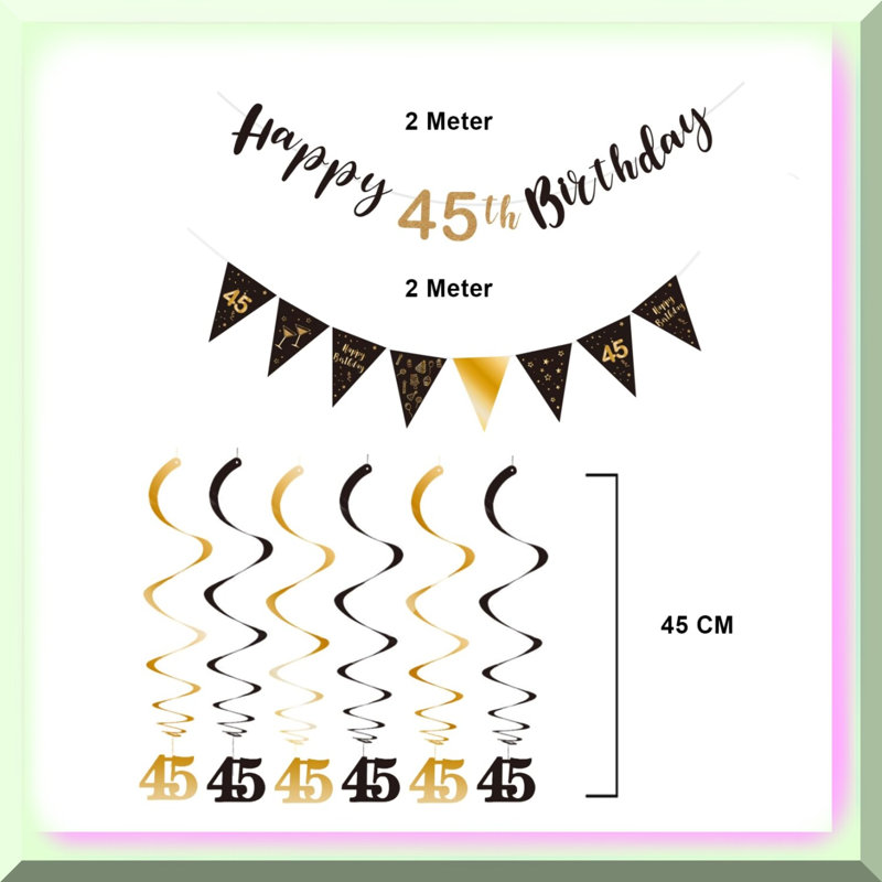 Rose Gold Glitter 80th Birthday Banner, Gold/Black