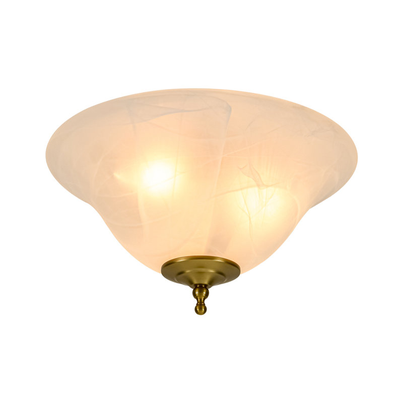 3-Light Bowl Alabaster Glass Flush Mount