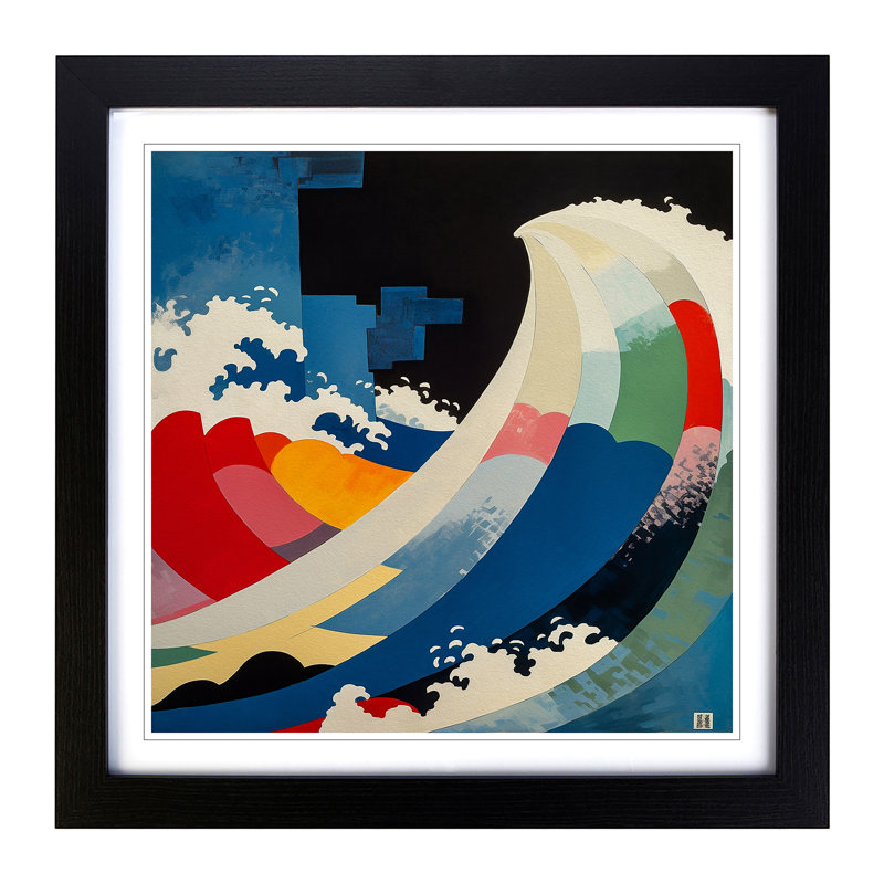 Japanese Wave Suprematism No.2 - Framed Print, Black