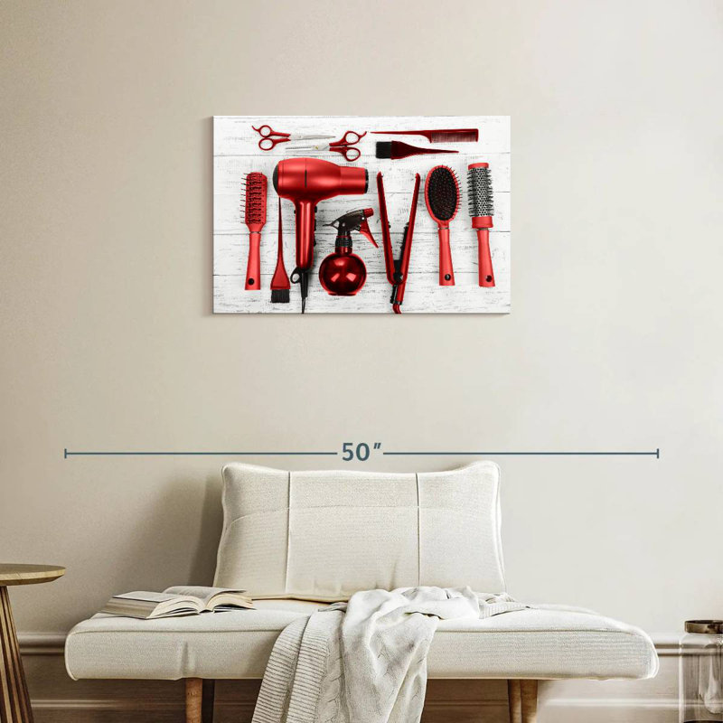 Shuttleworth Hair Salon Red Tools, 20" H x 30" W