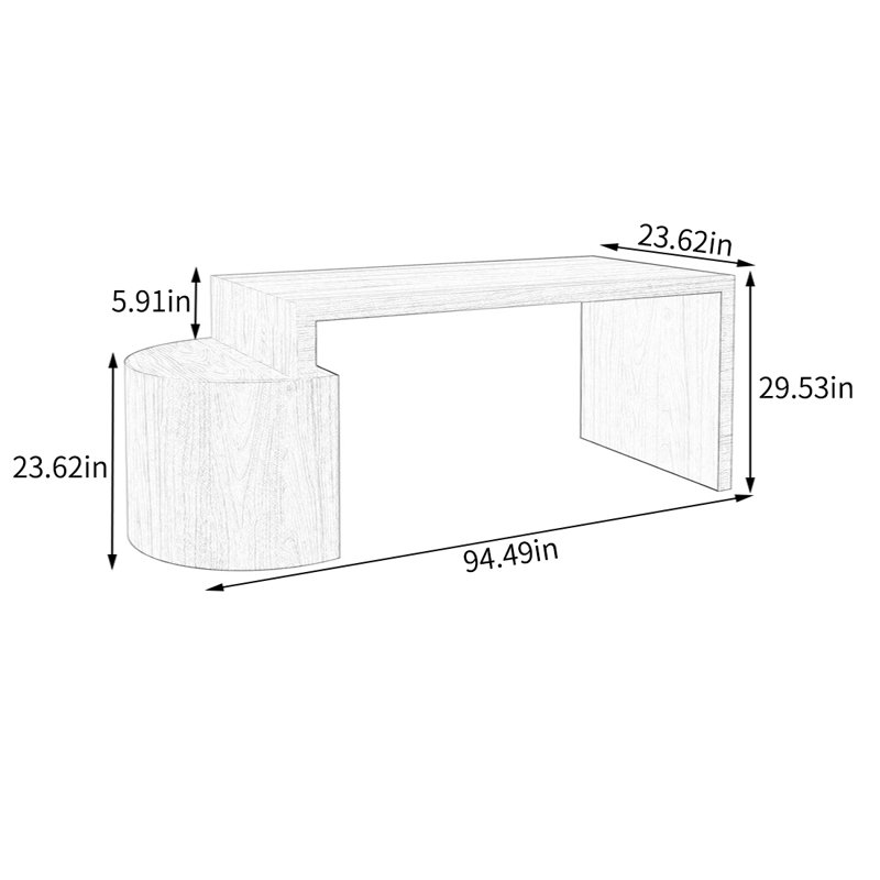 Table de présentation au détail en bois naturel, H 29,53 po x l 94,49 po x P 23,62 po, Burlywood