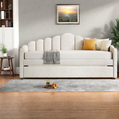 Elegant Velvet Twin Sofabed With Charging Ports And Trundle
