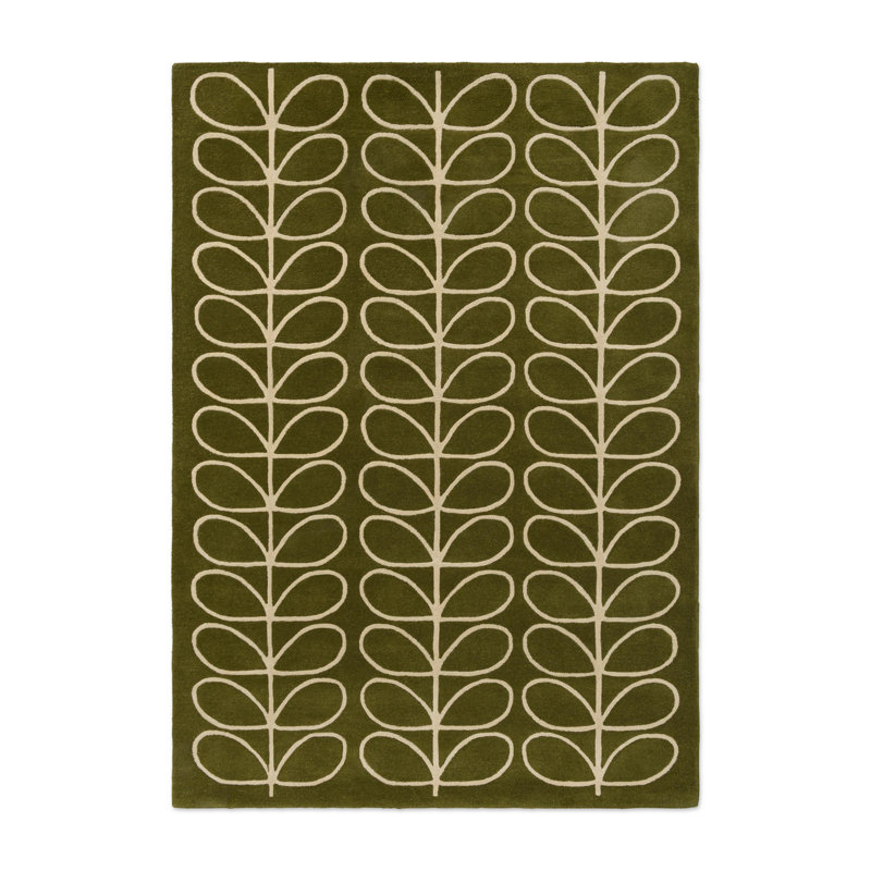 Hand Tufted Wool Abstract Area Rug in Olive, Rectangle 3'11" x 5'11"