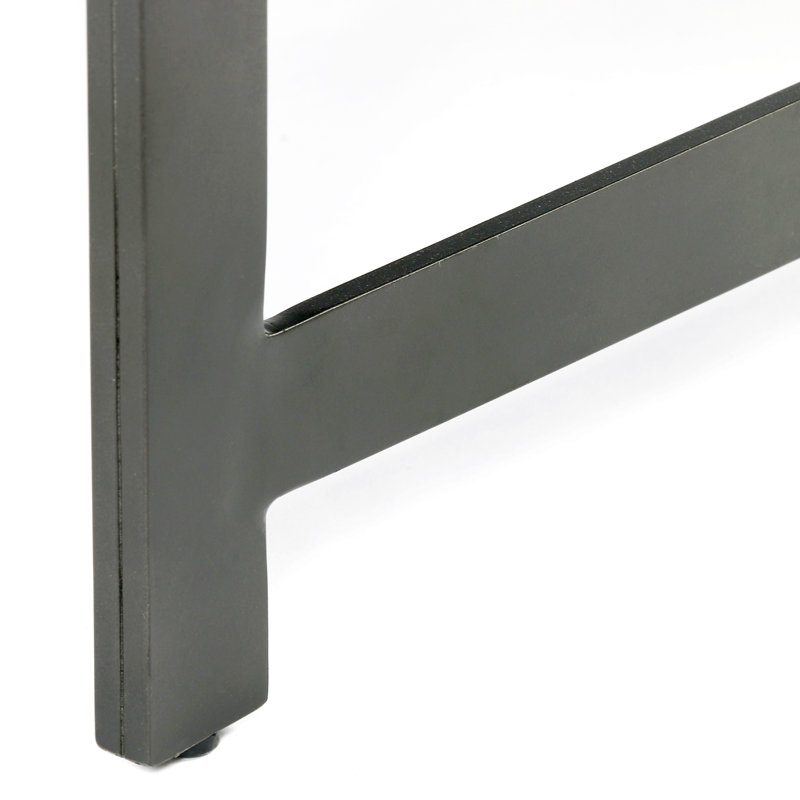 Ebony Leather and Metal Rectangular Coffee Table