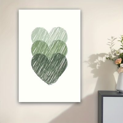 Impression sur toile Calm Minimalist Green Layered Heart - Urban Studio