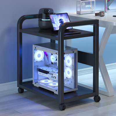 Support réglable pour unité centrale avec roues, support de tour d'ordinateur à plusieurs niveaux pour PC, imprimante, équipement de bureau, support de rangement en métal robuste avec mobilité facile