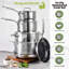 Batterie de cuisine 10 pièces en acier inoxydable martelé Granitestone, poignées résistantes à la chaleur, au four et au lave-vaisselle