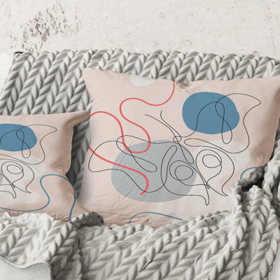 Rectangle, papillon, dessin au trait sur cubisme II - coussin décoratif moderne