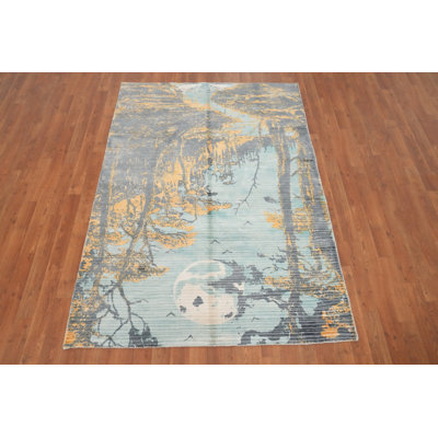 Nature, tranquillité: un tapis abstrait forêt clair de lune 4 x 7