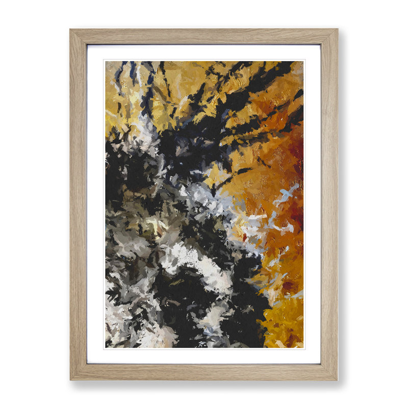 Broken Form Abstract - Wall Art, 66cm H x 48cm W x 2cm D, Oak Framed, White