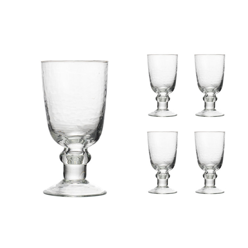Clear Hammered Glass 12oz Goblet Set of 4