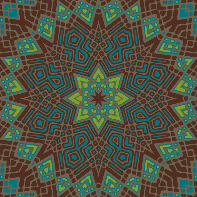 Mandala 5, H 30 po x l 30 po, Non, Cadre flottant noir