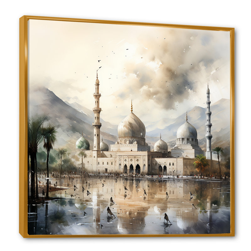 «Mosquée» par Mosquée, Cadre flottant doré, H 36 po x l 36 po x P 1,5 po