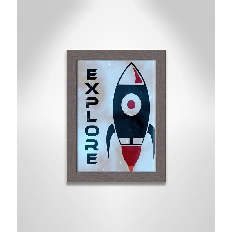 Explorer l’espace, 14" H x 10" W x 0.63" D, Encadrement fil du bois gris