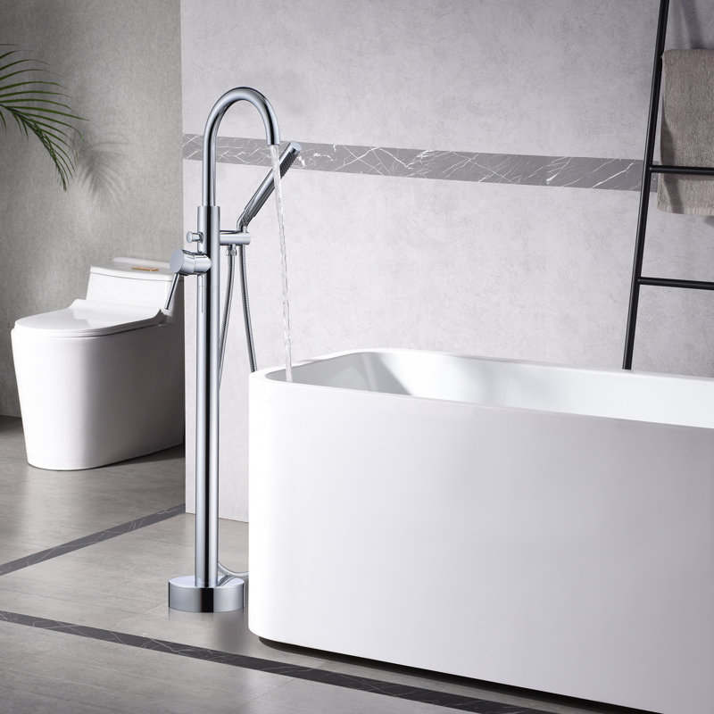 Robinet de baignoire sur pied avec douchette à main Sumerain, Chrome chrome