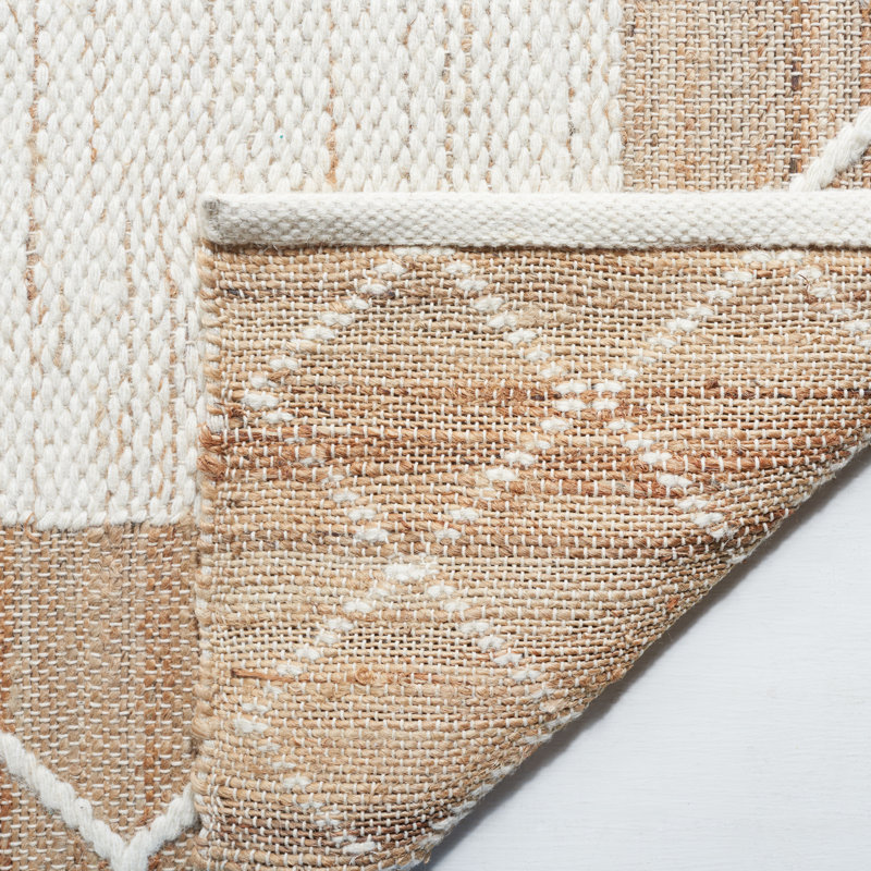 Casitas Natural Fiber Hand Woven Jute/Wool/Cotton Geometric Rug in Natural/Ivory, Rectangle 5' x 8'