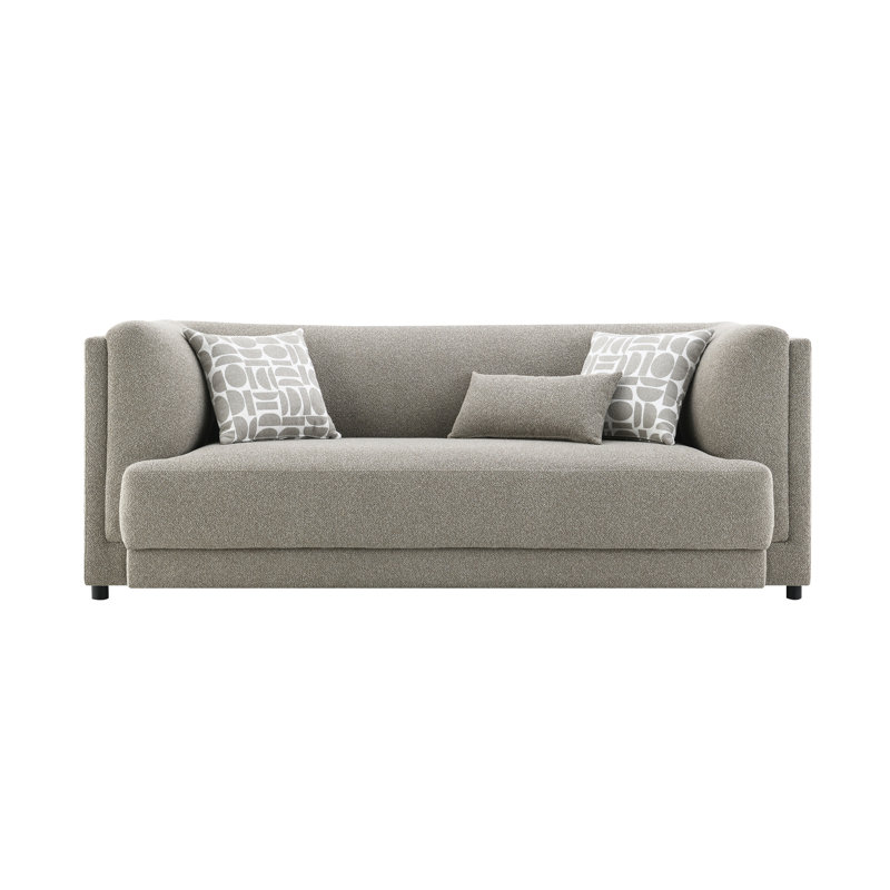 Canapé en chenille gris Glenda avec 3 coussins