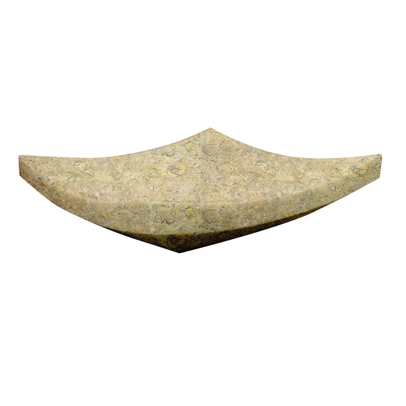 18" Fossil Marble Rectangular Vessel Sink – Natural Stone Bathroom Vanity Basin – Polished Modern Sink