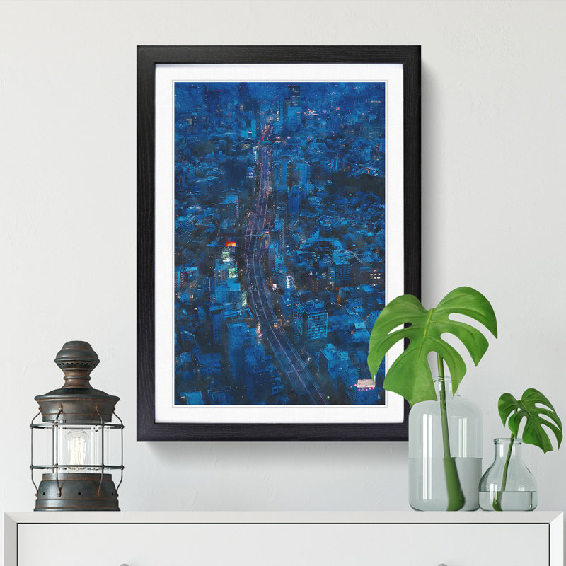 Road Through Tokyo in Japan - Picture Frame Graphic Art Print, 87cm H x 62cm W x 2cm D, Black Framed