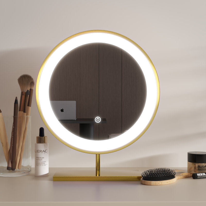 Coiffeuse de maquillage avec miroir, Brun
