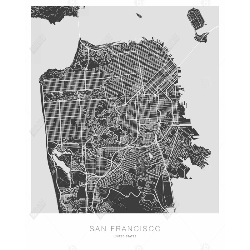 San Francisco Graphic Map Print On Canvas