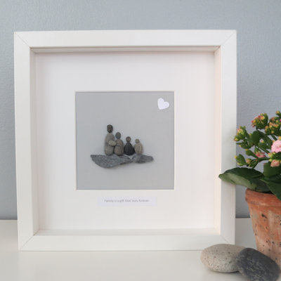 Family is a Gift That Lasts Forever 2 Adult 2 Child 1 Piece Single Picture Frame Wall Art on Glass