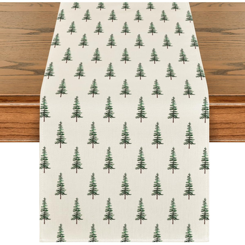 Chemin de table de Noël arbre de Noël, décoration de table de salle à manger saisonnière pour la fête, L 13 po x L 108 po