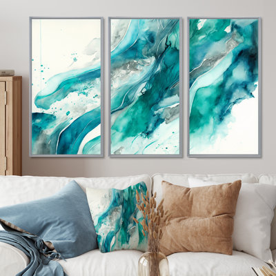 " Turquoise Waves In Paradise I " 3 - Pieces