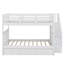 Lit superposé double sur lit double pour chambre à coucher, avec tiroir, espace de rangement et garde-corps sur escalier-1407840340