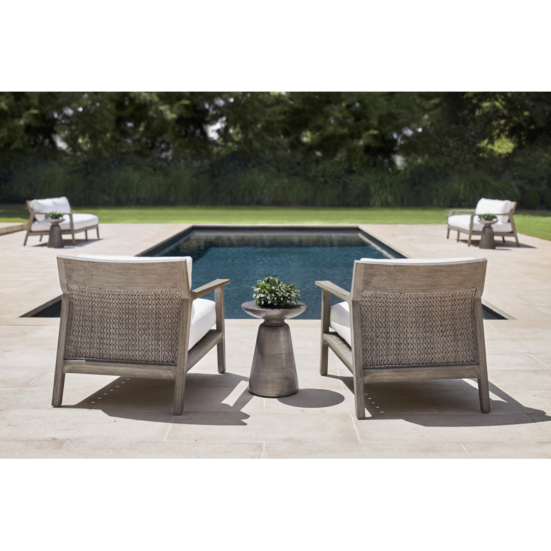 Ibiza Outdoor Teak Lounge Chair, White Vinyl 6503-000