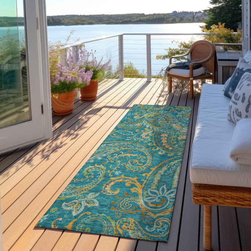 Kinslee Washable Paisley Indoor / Outdoor Rug , Runner 2'3" x 7'6"
