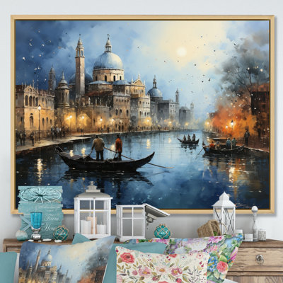 Gris sarcelle canal urbain Venise - imprimé