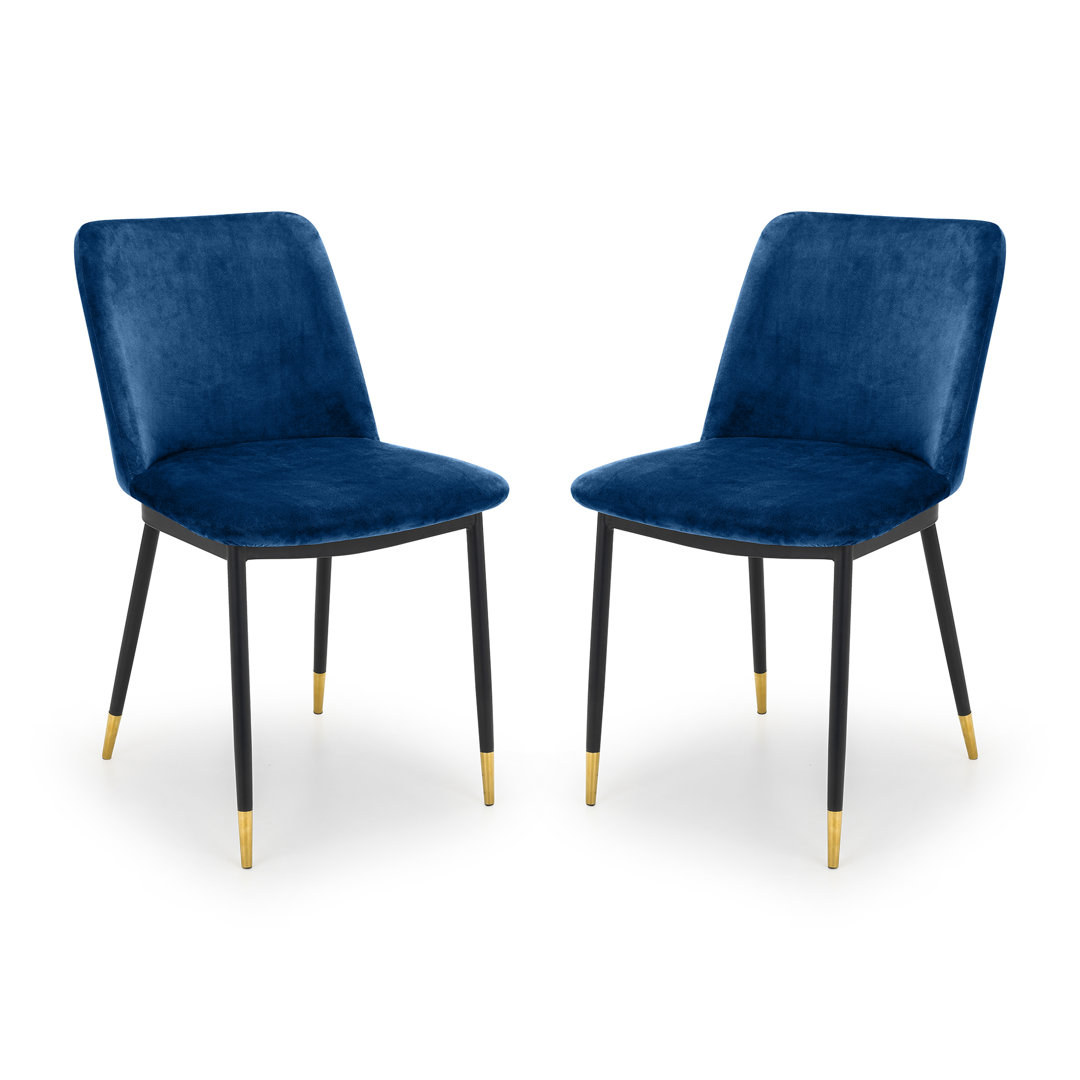 Gerson 127cm H Velvet Upholstered Side Chair in Blue