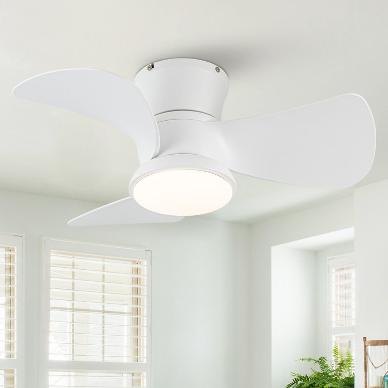 Modern 3-Blade Flush Mount Ceiling Fan with Light and Remote Control