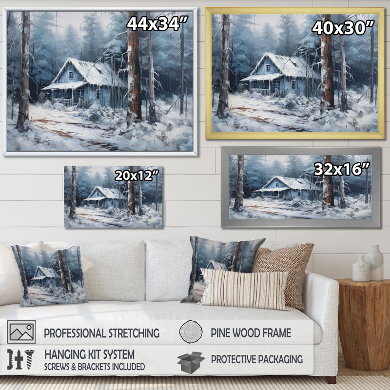 «Winter Snow Marvels II», art mural sur toile, Cadre flottant doré, H 12 po x l 20 po x P 1 po