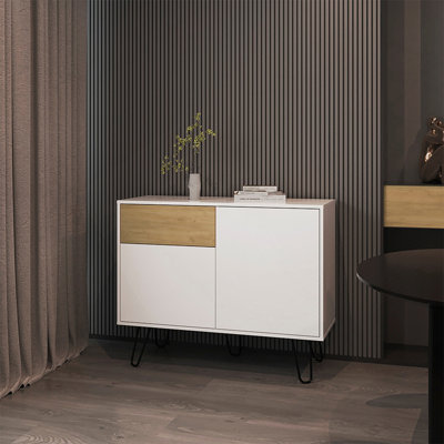 Buffet Platea, salon, blanc / macadamia
