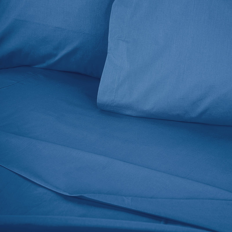 100% Cotton Ranforce King Fitted Sheet, Blue, 62 x 79 + 11.8 Deep | 155 Thread Count, Machine Washable at 86°F | Soft, Breathable Material for Ultimate Comfort | Perfect for Luxurious Sleep Experience