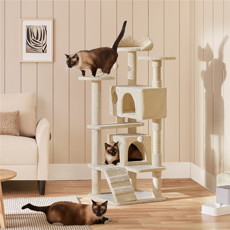 Multilevel Cat Tree Condo with Scratching Posts, Beige