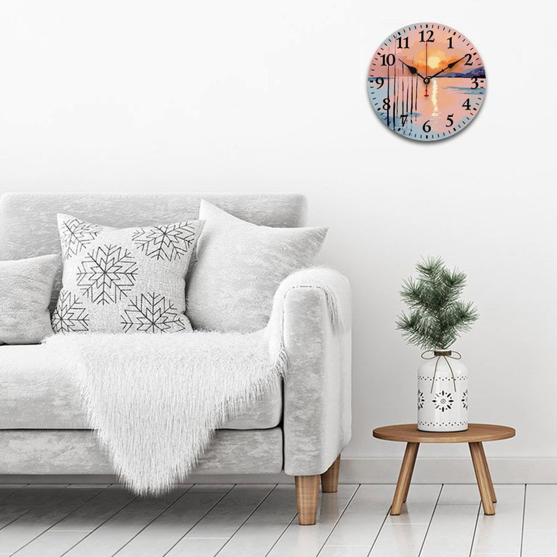 Horloge murale 12 po x 12 po Pastel Sunset Seascape