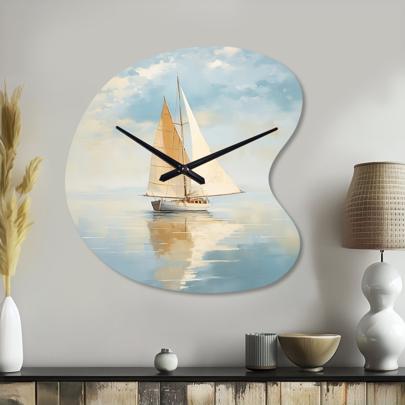 Grande horloge murale multicolore - Voilier chuchotant Breezes I - Forme unique, Grand