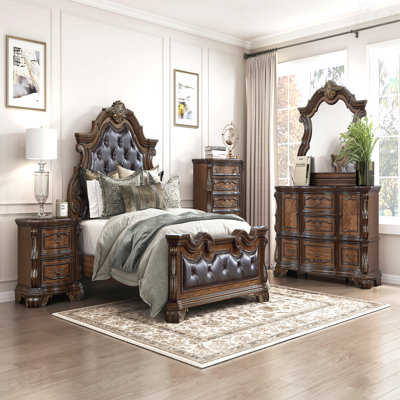 Dark Brown 2-Drawer Nightstand, 1pc Formal Traditional Luxury Bedroom Furniture with Gold Accent Detailing