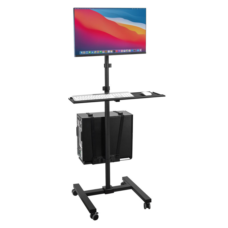Montez-le! Chariot d'ordinateur à hauteur réglable, station de travail avec support pour moniteur de plateau et support pour unité centrale