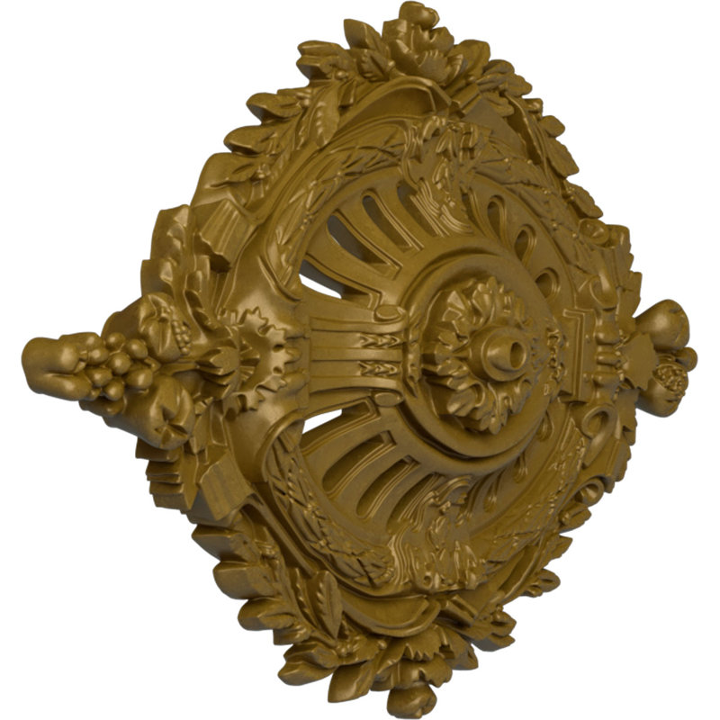 35 médaillon de plafond Antonio l 7 7/8 po x H 22 1/2 po x P 4 3/8 po, Or