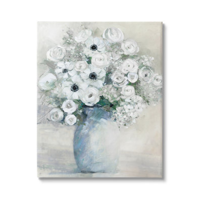 Peinture traditionnelle mixte de pivoines et de coquelicots par Sally Swatland - peinture sur toile flottante