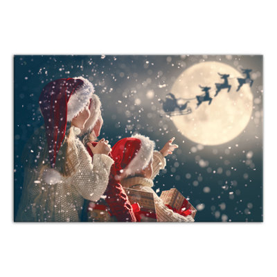 Magical Santa Sleigh Scene - Impression sur toile tendue
