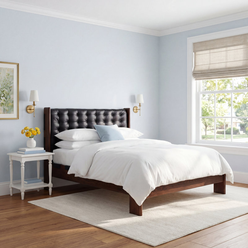 Murcia Upholstered Platform Bed, Queen, Terra Brown/Ash